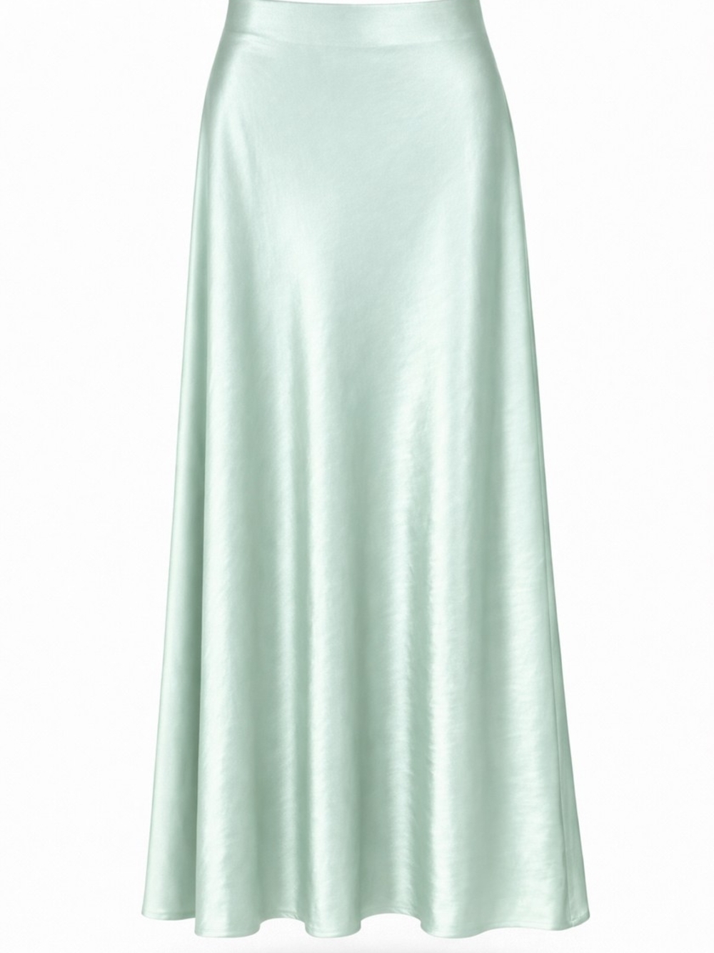 Aleeza Paris Satin A-Line Maxi Skirt in Light Green Mint XS